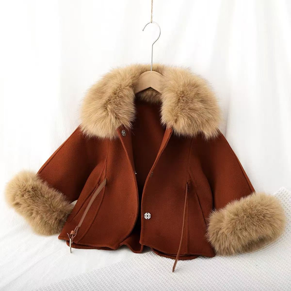 Girls' Double-sided Wool Coat  - Baby Clothing High End review and price
