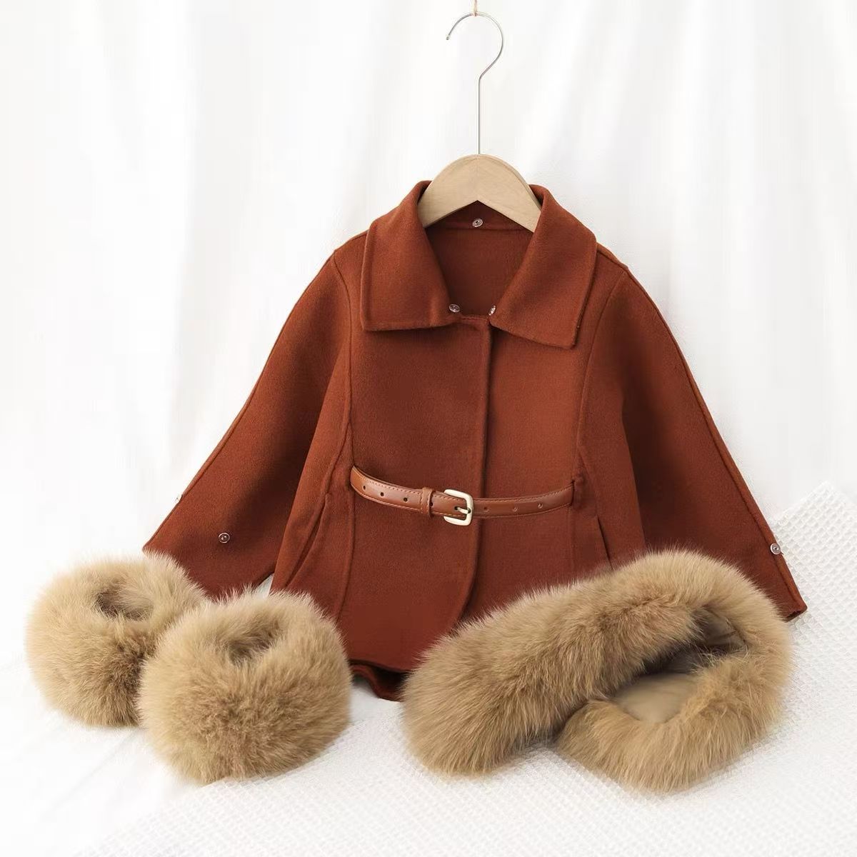 Girls' Double-sided Wool Coat  - Baby Clothing High End review and price